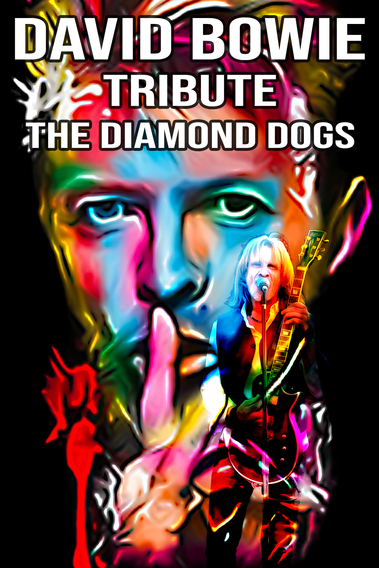 Affiche rock psychédélique David Bowie Tribute
